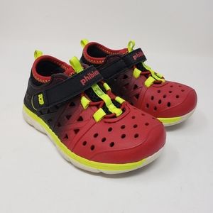 Stride Rite Made2Play Phibian Sneaker Water Sandals Boys Size 6 Black Red Yellow